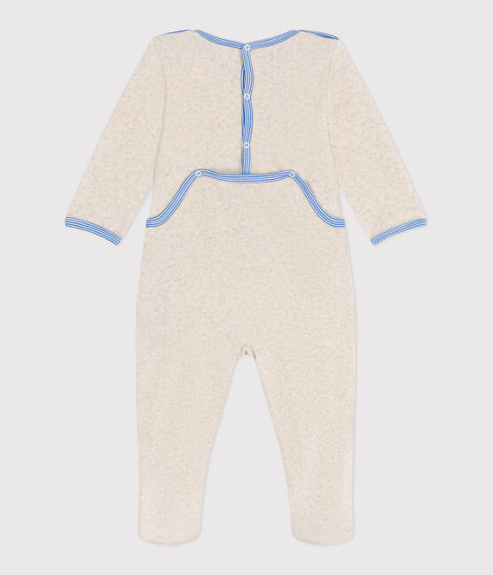 Babies' velour pyjama suit with a back opening MONTELIMAR CHINE beige