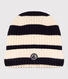 Children's Breton stripe knitted beanie hat lined in polar fleece