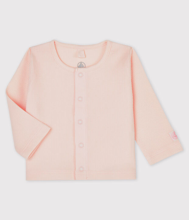 Babies' Organic Cotton 2x2 Rib Knit Cardigan FLEUR