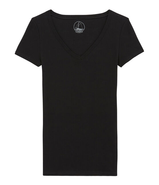 Women's short-sleeved lightweight cotton t-shirt NOIR black