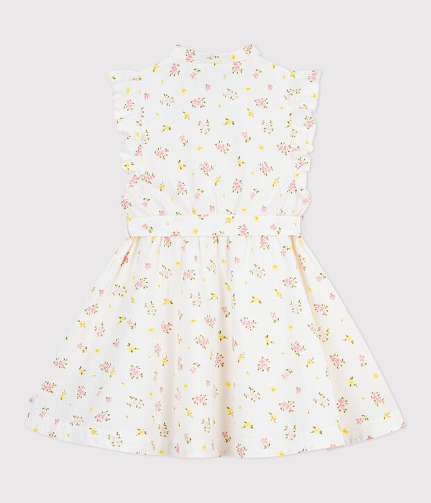 Children's sleeveless floral print cotton dress white/multicolor
