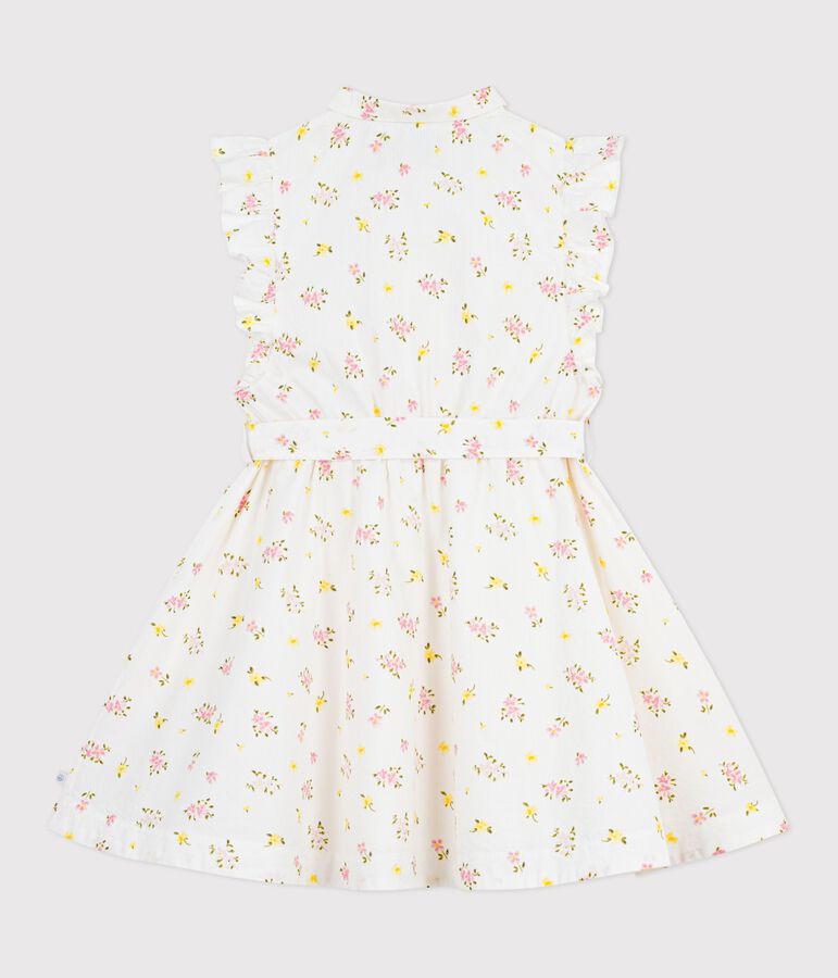 Children's sleeveless floral print cotton dress white/multicolor