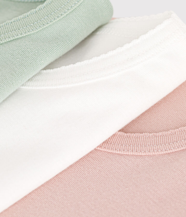 Children's plain cotton short-sleeved T-shirts - 3-pack multicolor