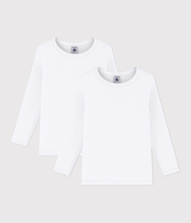 Girls' Long-sleeved White T-Shirts - 2-Pack multicolor