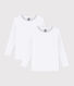 Girls' Long-sleeved White T-Shirts - 2-Pack
