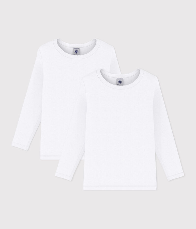 Girls' Long-sleeved White T-Shirts - 2-Pack multicolor