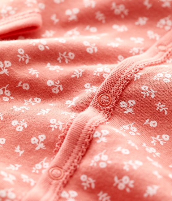 Babies' Floral Organic Cotton Sleepsuit PAPAYE pink/MARSHMALLOW