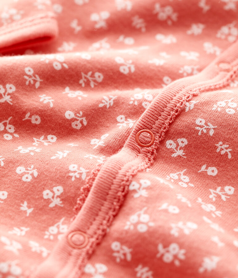 Babies' Floral Organic Cotton Sleepsuit pink/white