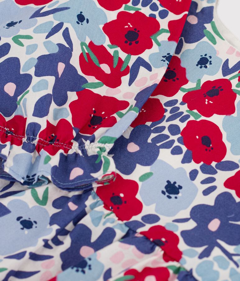 Children's long-sleeved floral print cotton blouse white/multicolor