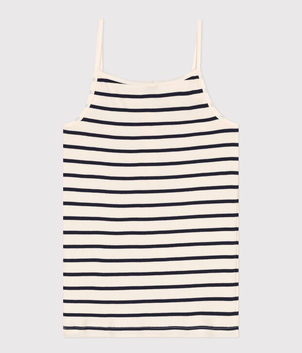 Women's Cotton Strappy Shirt Ecru/blue