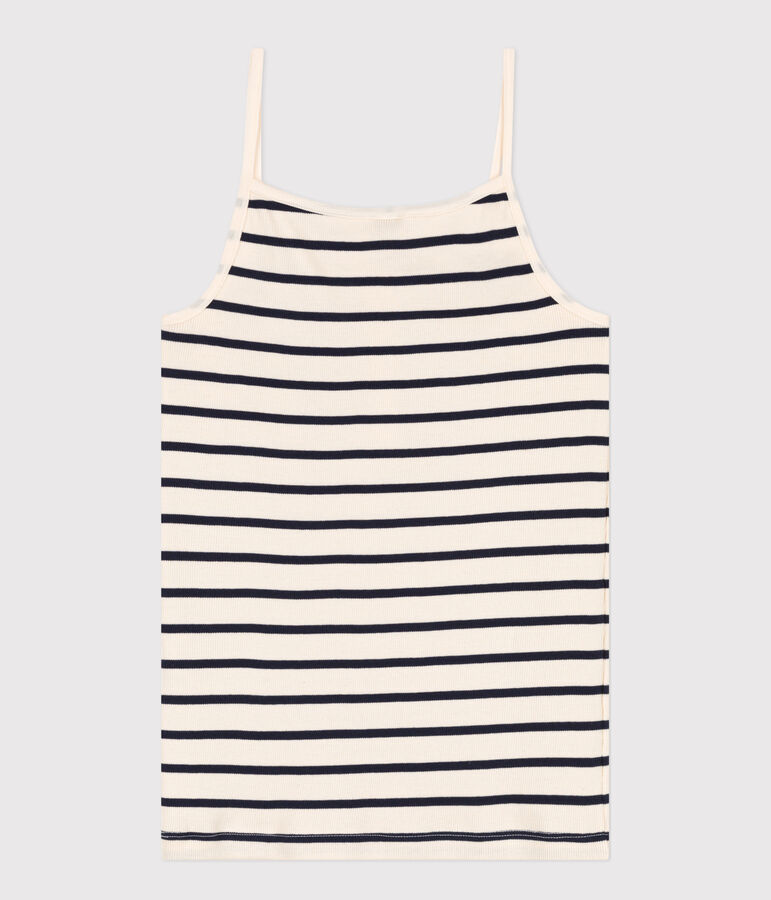 Women's Cotton Strappy Shirt Ecru/blue