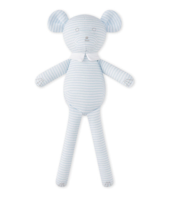 Bear comfort object in milleraies stripes FRAICHEUR blue/ECUME CN white