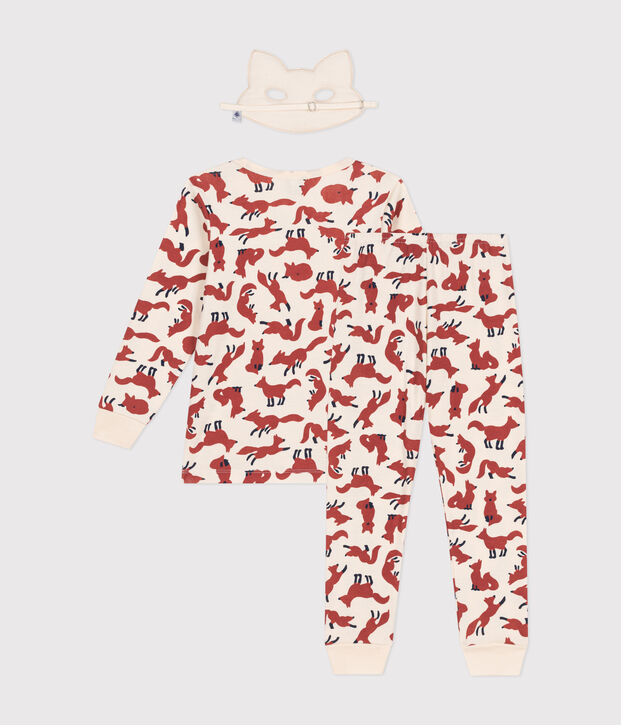Children's cotton fox costume pyjamas Ecru/multicolor