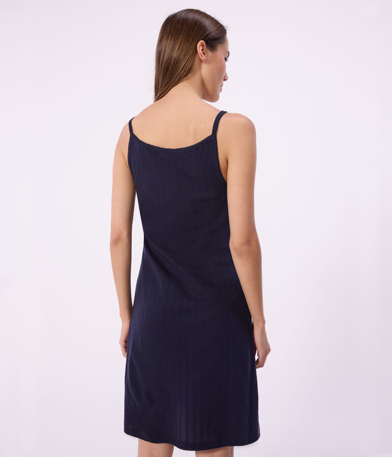 Women's openwork cotton nightdreaa SMOKING blue