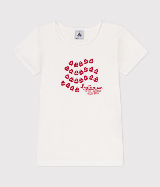 Children's short-sleeved cotton T-shirt ECUME white