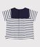 Babies' blouse in Breton stripe cotton with an embroidered collar MARSHMALLOW white/SMOKING blue