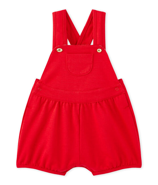 Baby girl's heavyweight jersey short overalls TERKUIT red