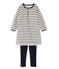 Chemise de nuit fille à bouclette velours COQUILLE beige/SMOKING blue