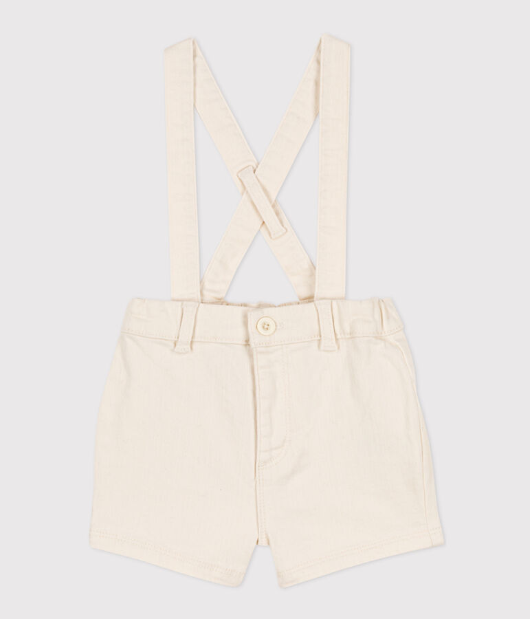 Babies' Denim Dungaree Shorts AVALANCHE Ecru
