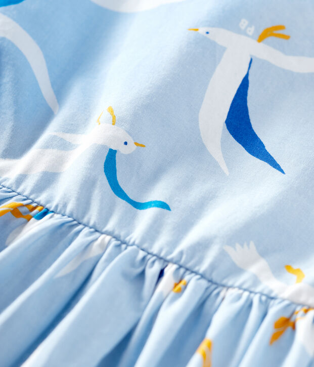 Baby Girls' Short-Sleeved Poplin Dress blue/multicolor