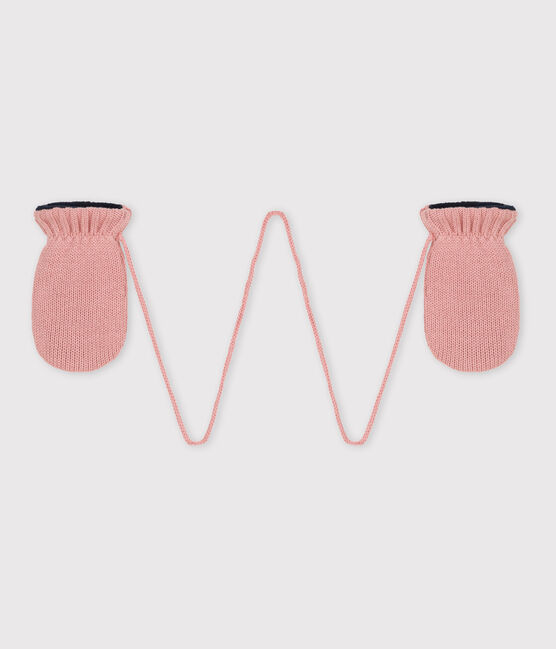 Babies' Knit Mittens with Recycled Fleece Lining SALINE pink