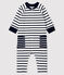 Babies' Unisex Long Jersey Jumpsuit MARSHMALLOW white/SMOKING blue