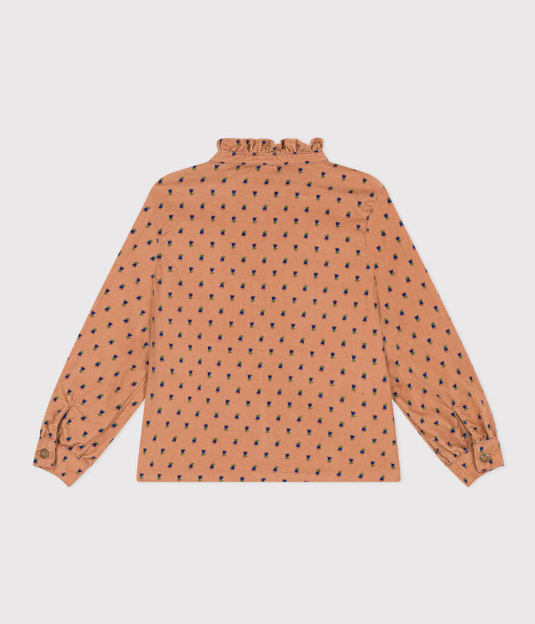 Girls' soft floral velvet blouse pink/multicolor