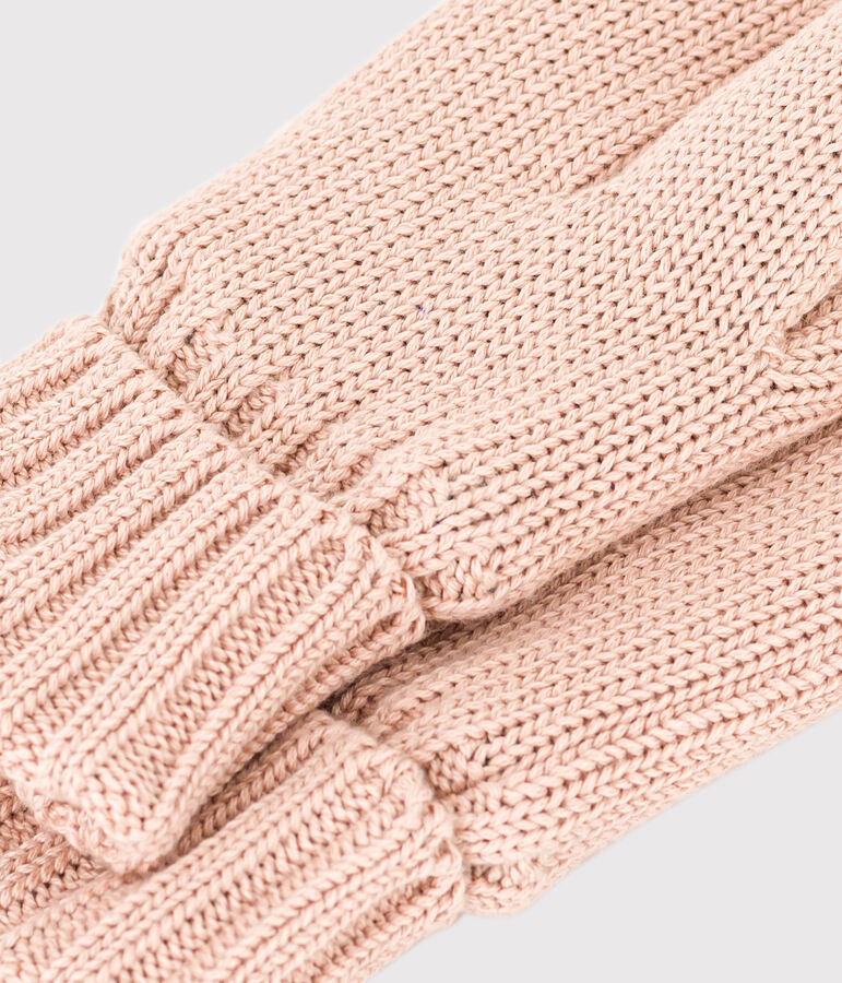 Unisex Fleece-Lined Knitted Mittens pink