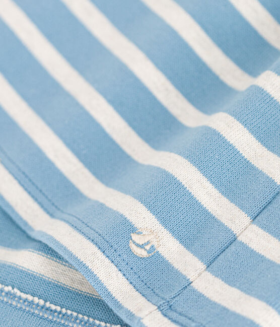 Babies' Long-Sleeved Stripy Thick Jersey Dress AZUL /MONTELIMAR