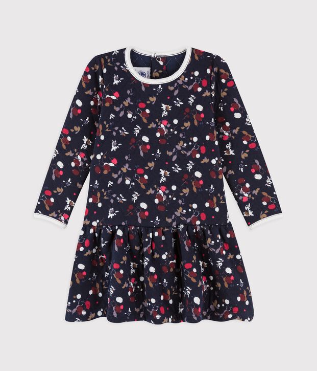 Babies' Long-Sleeved Cotton Dress. blue/multicolor