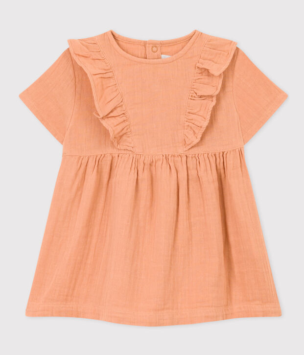 Babies' Cotton Gauze Short-Sleeved Dress pink