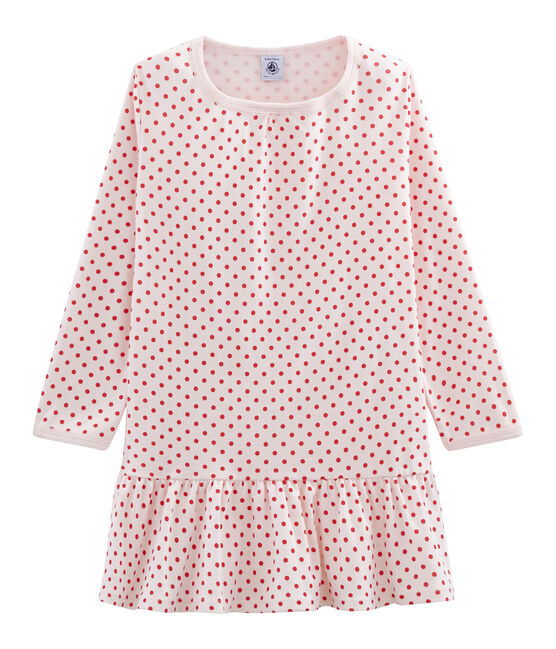 Girls' Ribbed Nightdress FLEUR pink/IMPATIENCE pink