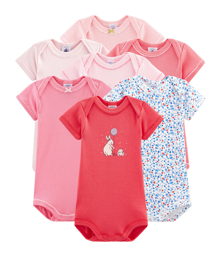 Surprise pack of 7 short-sleeved bodysuits for baby girls multicolor