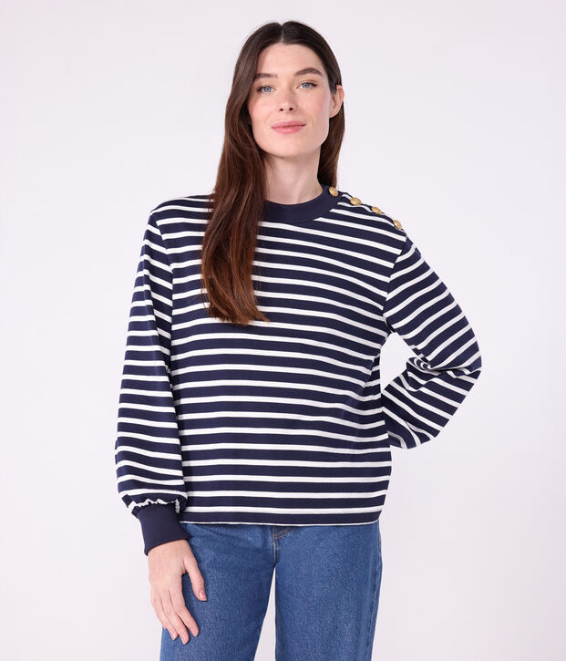 Women's cotton Breton top blue/white