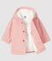 Girl's coat in wool fabric CHEEK pink/MARSHMALLOW white