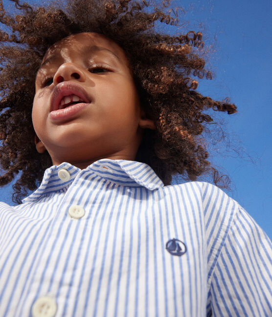 Boys' Striped Shirt GAULOISE /MARSHMALLOW