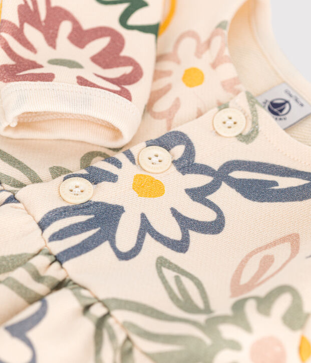 Babies' long-sleeved dress Ecru/multicolor