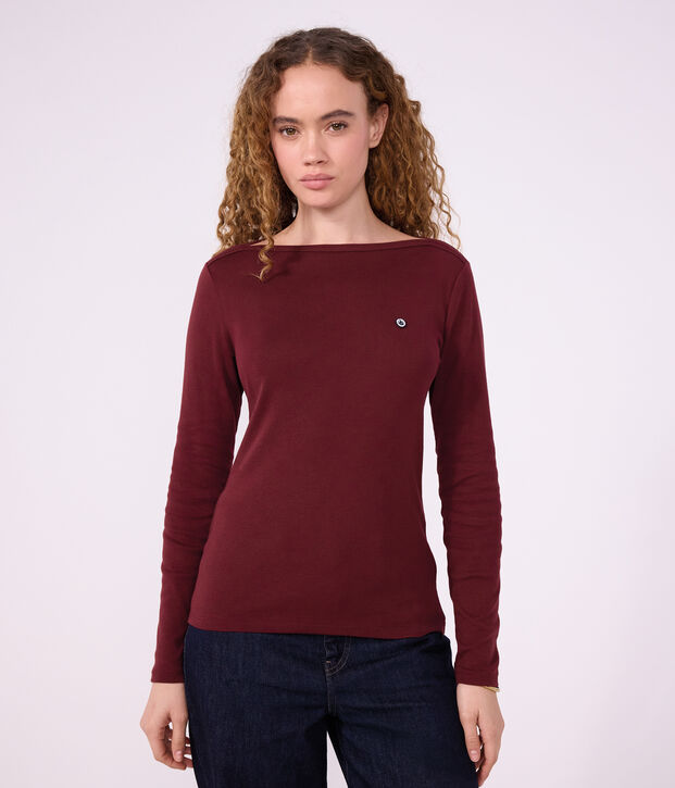 Women's sailor collared cotton T-shirt with long sleeves TRUFFE