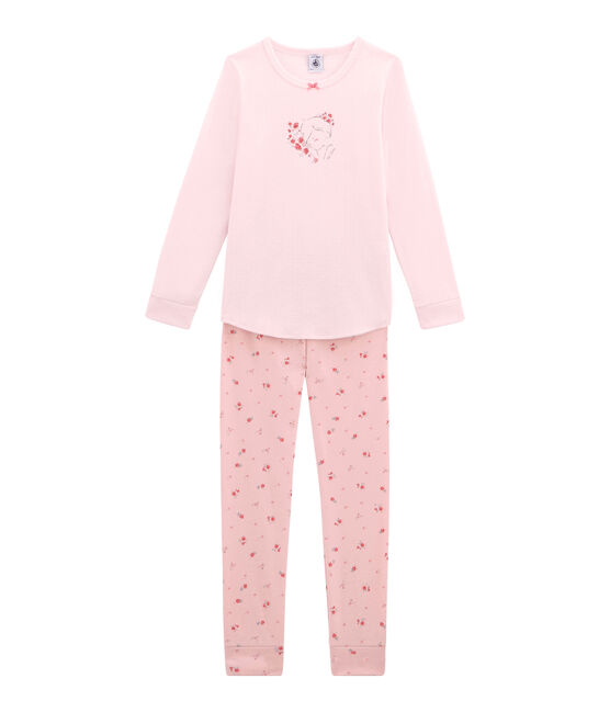 Little girl's pyjamas VIENNE pink/MULTICO white