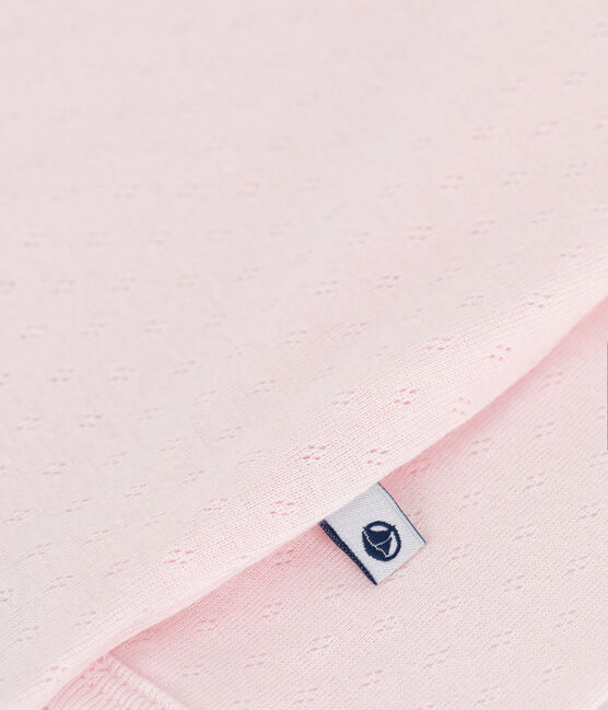 Babies' footless cotton pyjamas with a Peter Pan collar FLEUR pink
