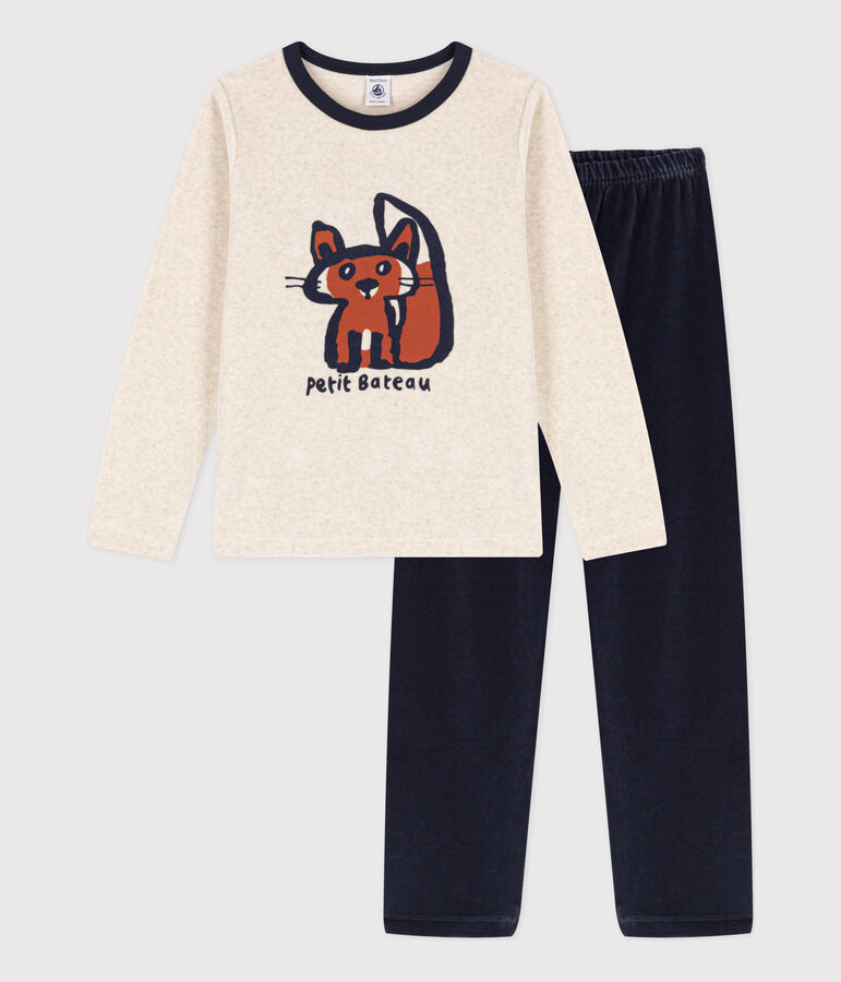 Children's Unisex Fox Patterned Velour Pyjamas blue/multicolor