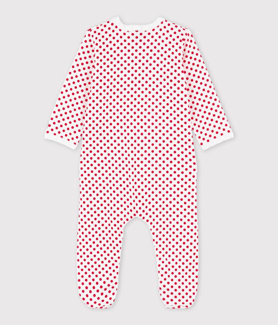 Babies' Spotted Ribbed Sleepsuit ECUME white/TERKUIT red