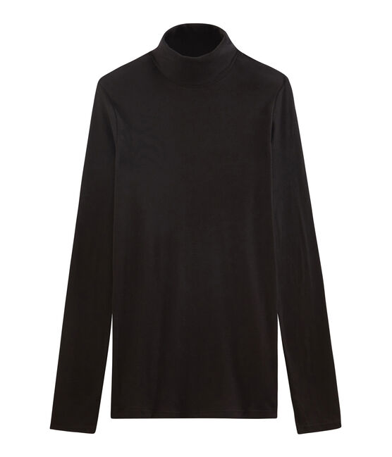 Women's light cotton polo neck NOIR black