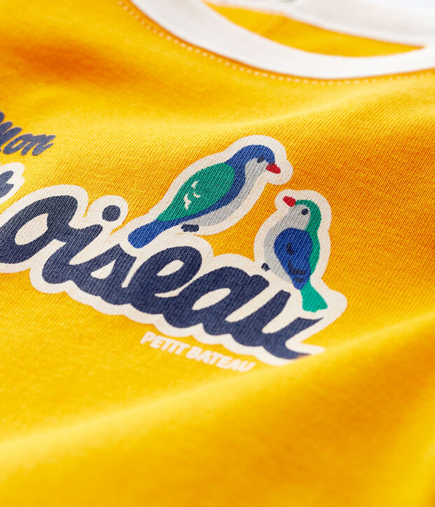 Baby Boys' Short-Sleeved Cotton T-Shirt yellow/white