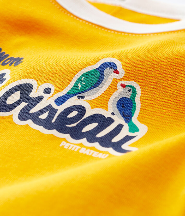 Baby Boys' Short-Sleeved Cotton T-Shirt TEHONI yellow/MARSHMALLOW white