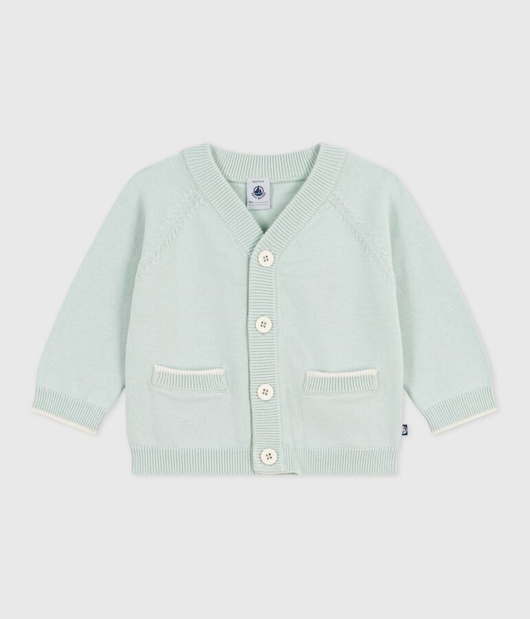 Babies' plain cotton cardigan blue