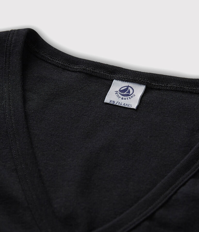 Women's Iconic V-Neck Cotton T-Shirt SMOKING blue