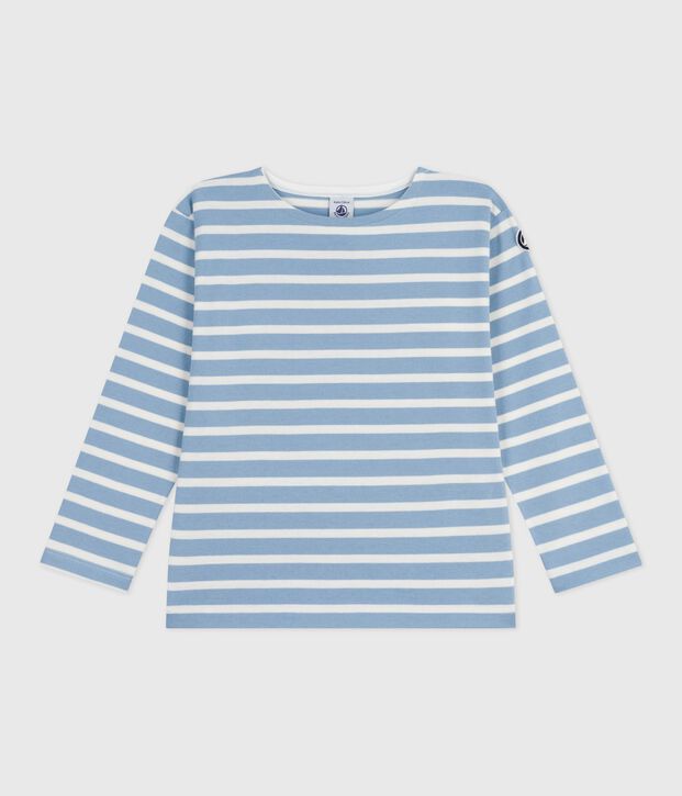 Children's cotton Breton top blue/ecru