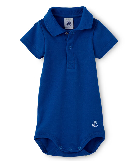 Baby boys' bodysuit with collar PERSE blue