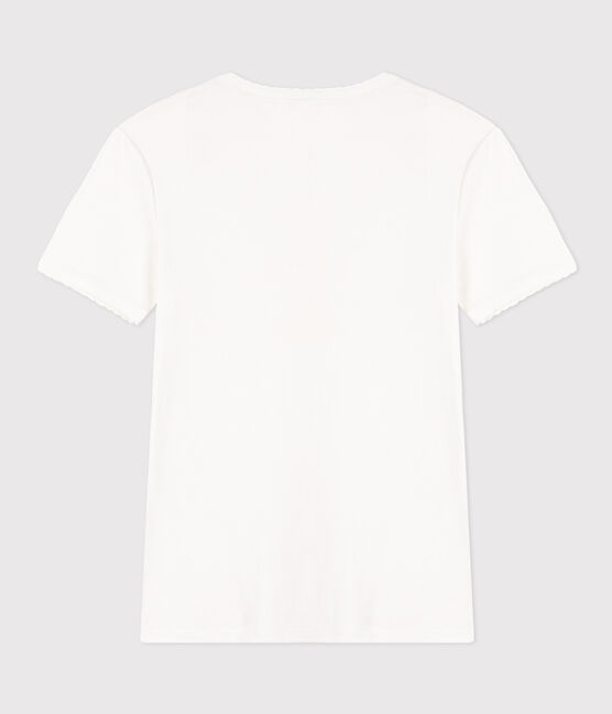 Women's short-sleeved rib knit Iconic Cocotte T-shirt ECUME white